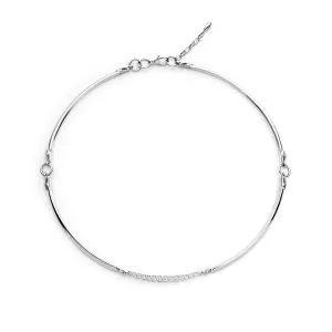 Crescent Pavé Choker - Sterling Silver   CZ Blanc