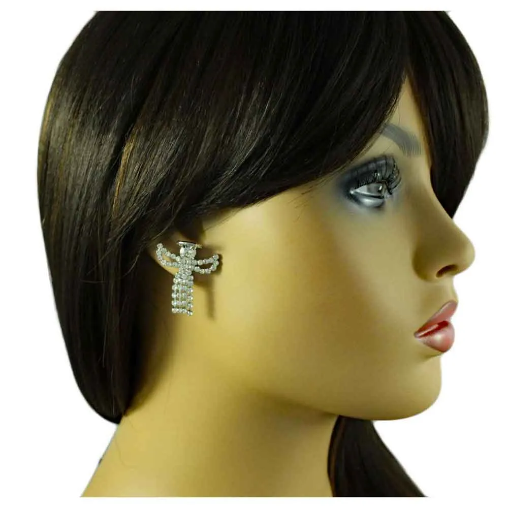 Crystal Guardian Angel Lapel Tac Pin with Earring Gift Set - SPF601BS