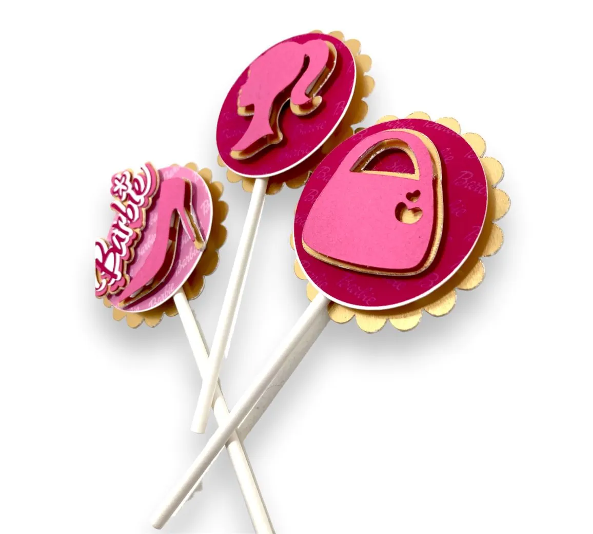 Cupcake Toppers Set Barbie Themed.