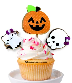 Cupcake Toppers Set Halloween Themed.