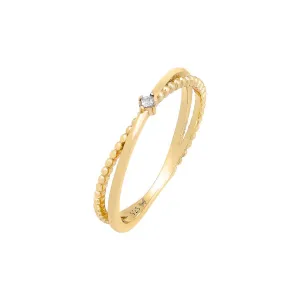 CZ Beaded & Solid X Ring