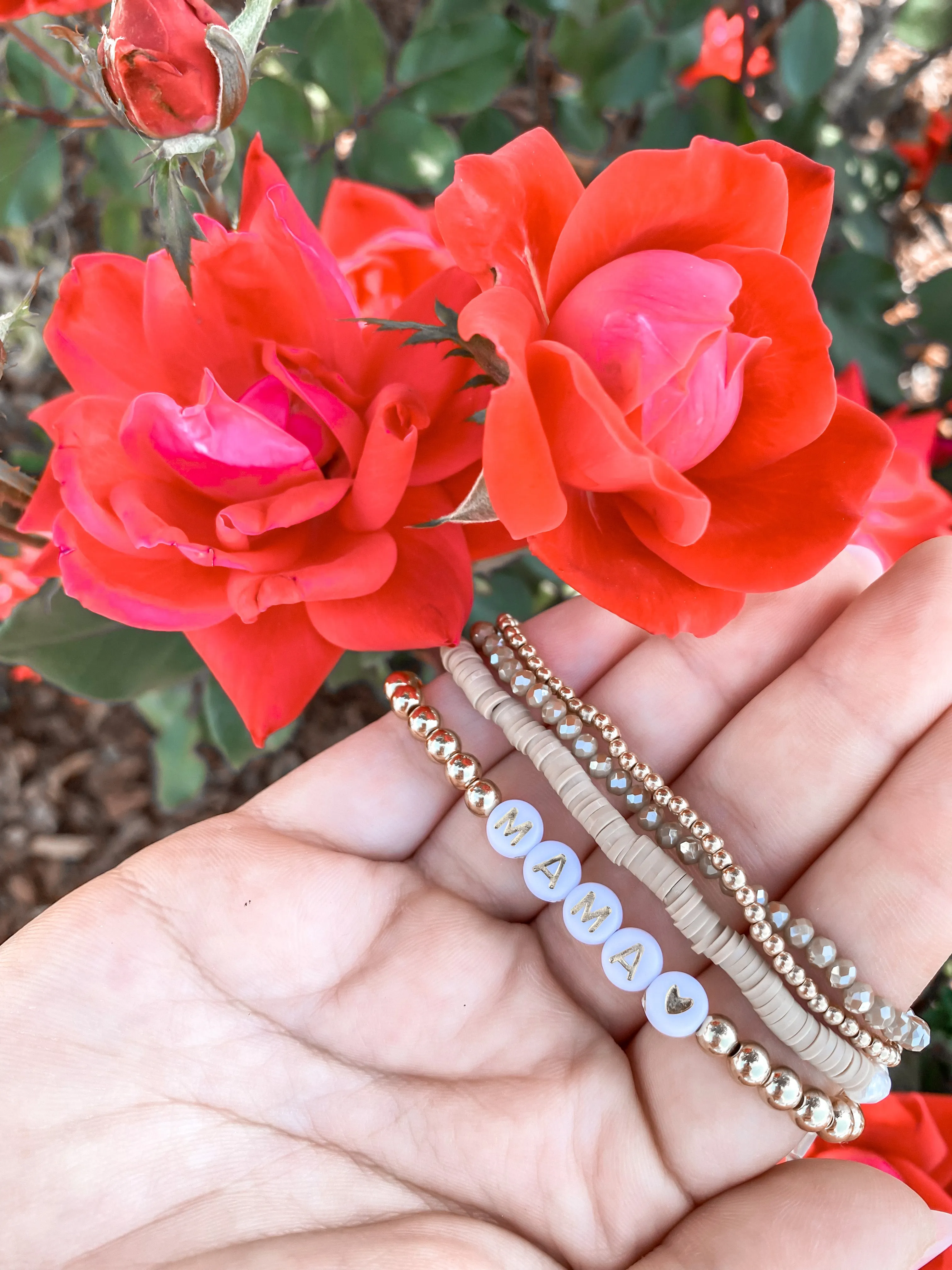Dainty Beaded Mama Bracelet