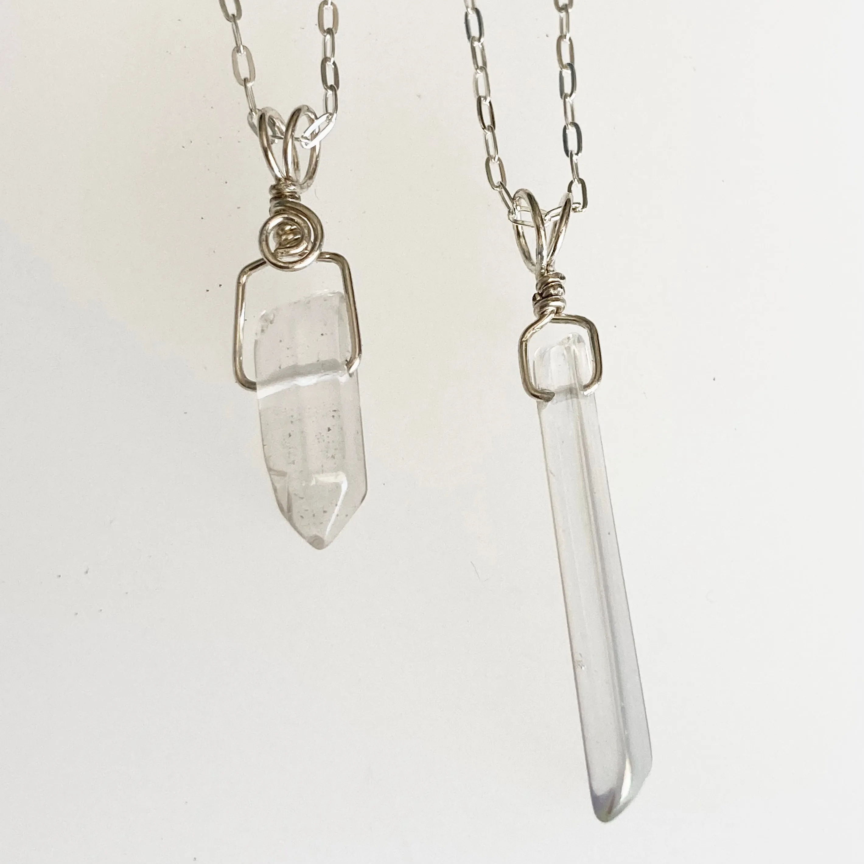 Dainty Clear Quartz Crystal Drop Necklace