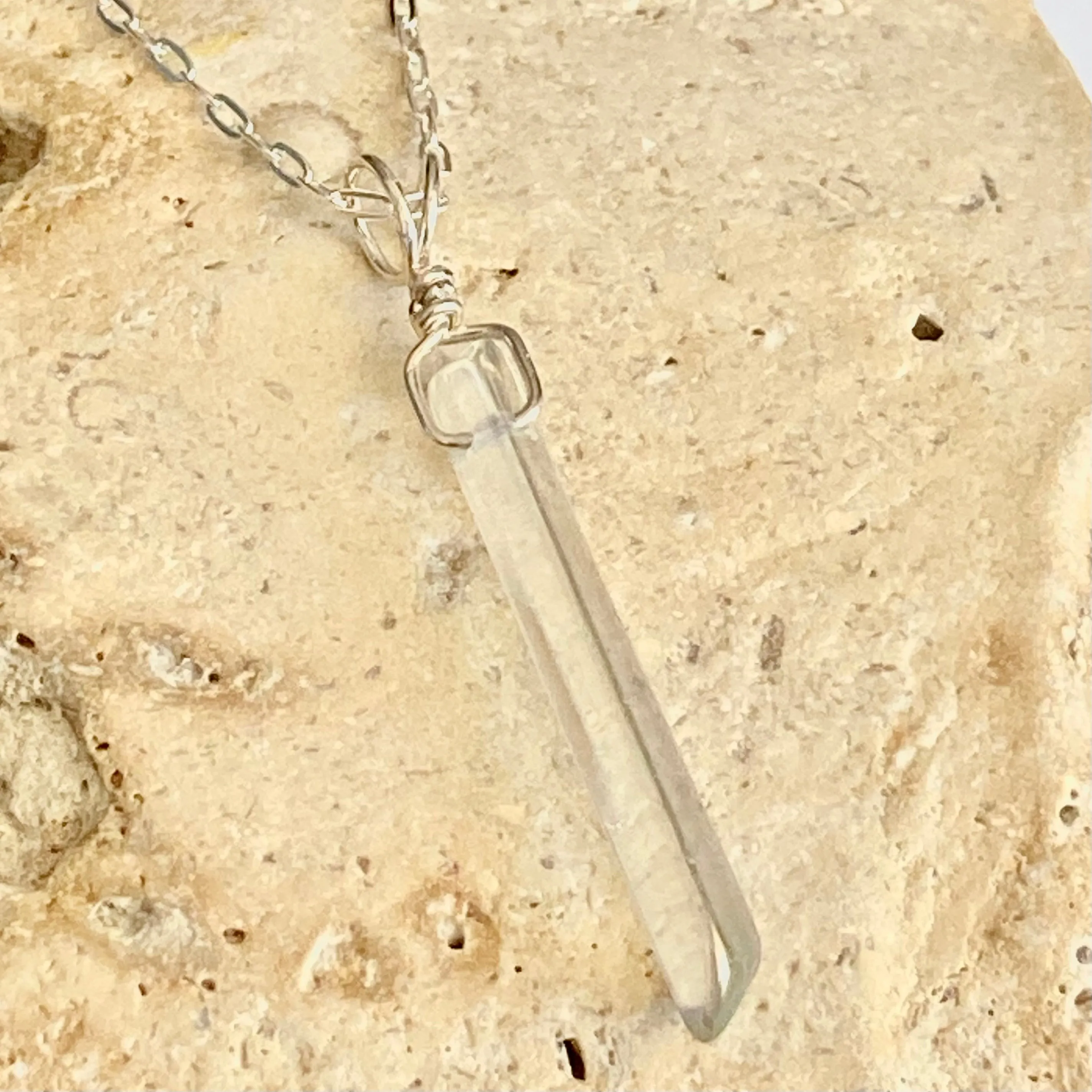 Dainty Clear Quartz Crystal Drop Necklace