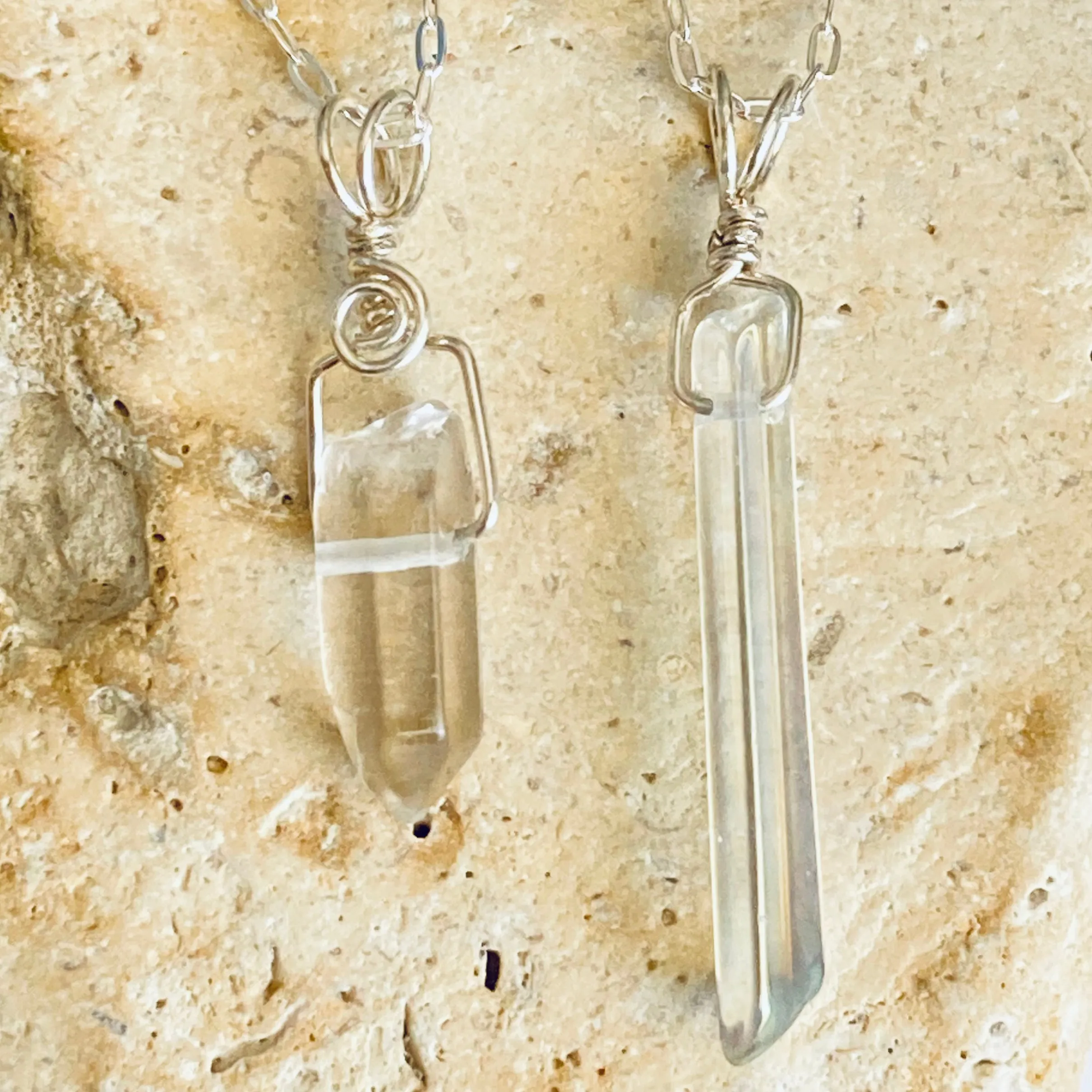 Dainty Clear Quartz Crystal Drop Necklace