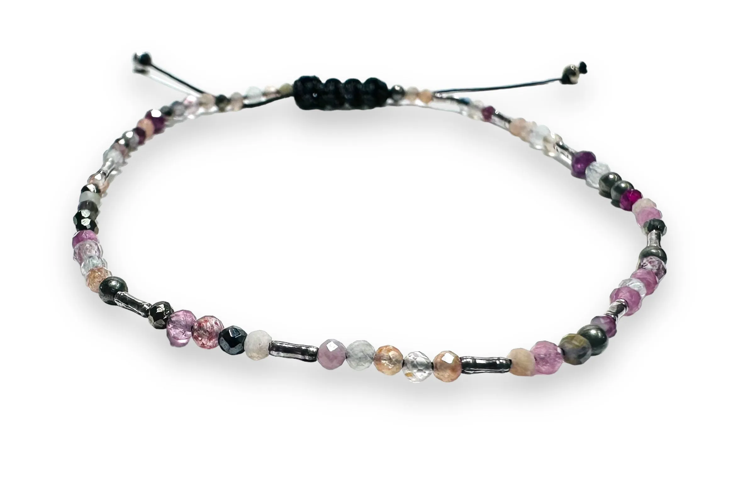 Dainty Gemstone Beaded Bracelet, Nylon Bracelet, Adjustable Bracelet