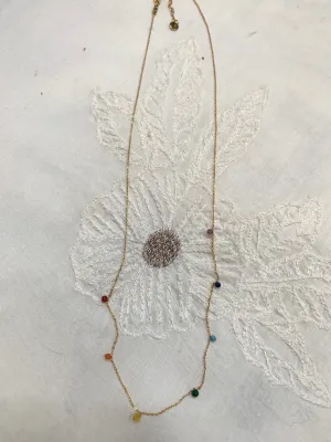 Dainty necklace with 7 chakras crystals