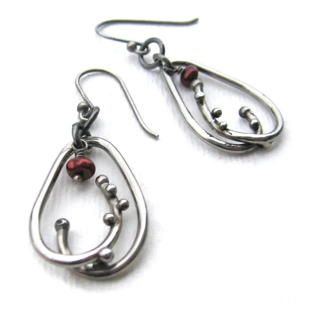Dewdrop Stainless Steel and Semi Precious Stone Earrings Jewelry by Metallic Evolution