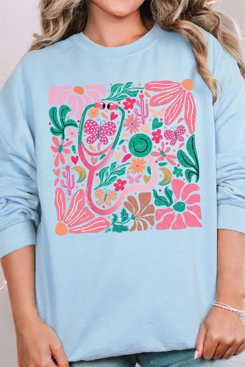 Doodle Boho Nurse Unisex NuBlend Crew Sweatshirt