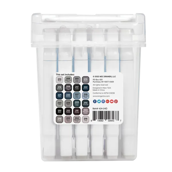 double-ended art markers - 24 asst. Gray Tone colors
