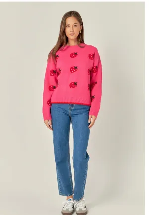 english factory: strawberry crew neck knit-pink