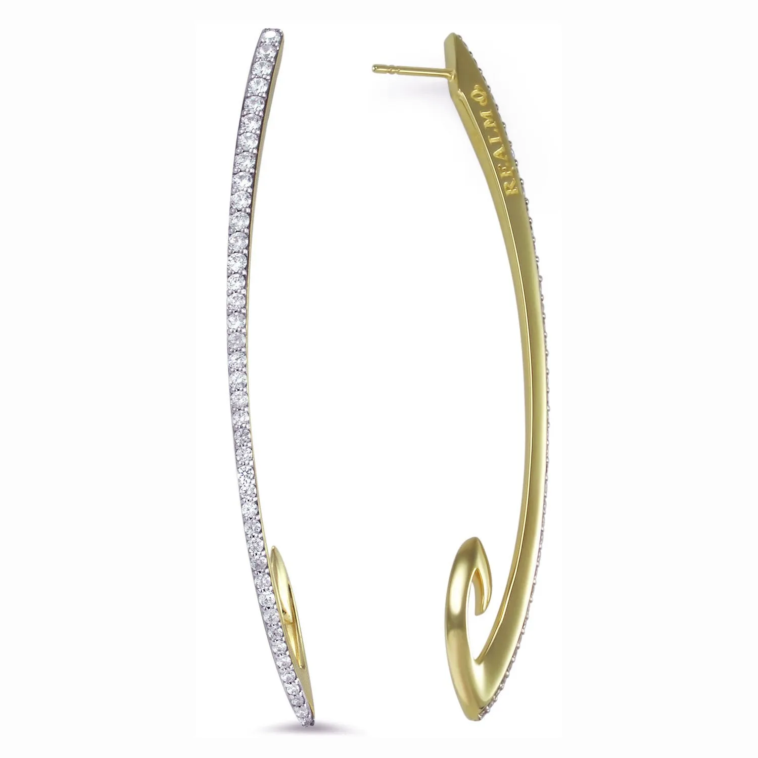 Exclamation Pavé Earring Large - 18K Gold Vermeil   CZ Blanc