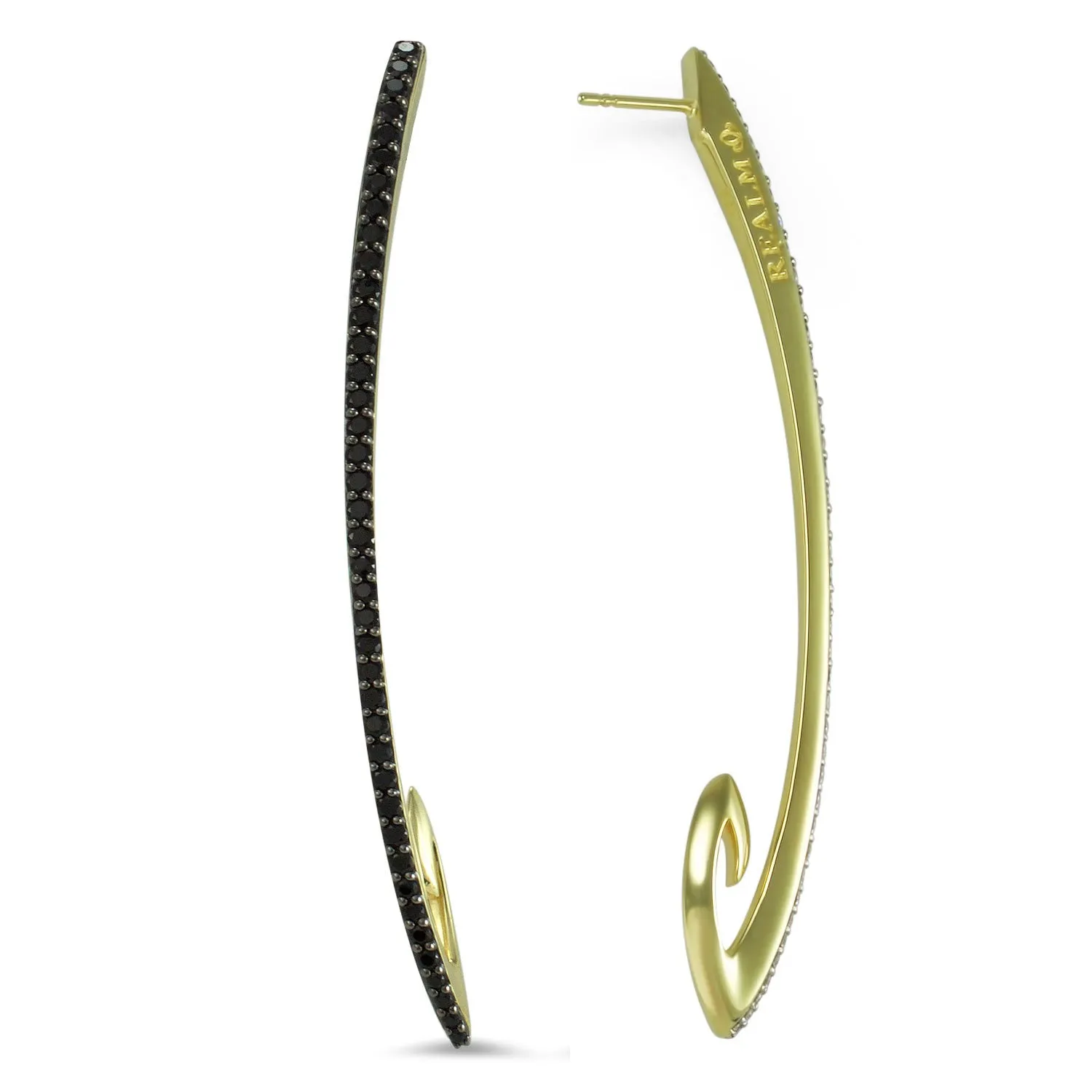 Exclamation Pavé Earring Large - 18K Gold Vermeil   CZ Noir