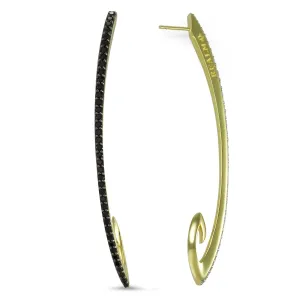 Exclamation Pavé Earring Large - 18K Gold Vermeil   CZ Noir