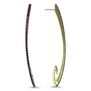 Exclamation Pavé Earring Large - 18K Gold Vermeil   CZ Rouge