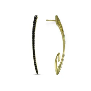 Exclamation Pavé Earring Medium - 18K Gold Vermeil   CZ Noir