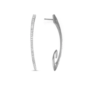 Exclamation Pavé Earring Medium - Sterling Silver   CZ Blanc