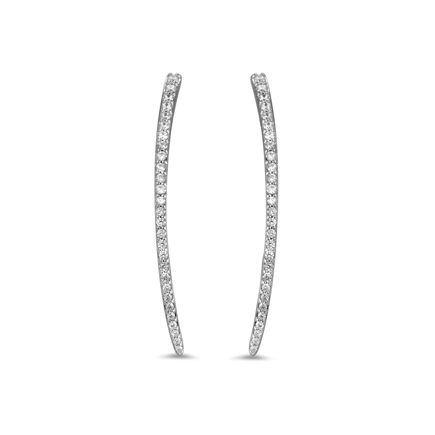 Exclamation Pavé Earring Medium - Sterling Silver   CZ Blanc