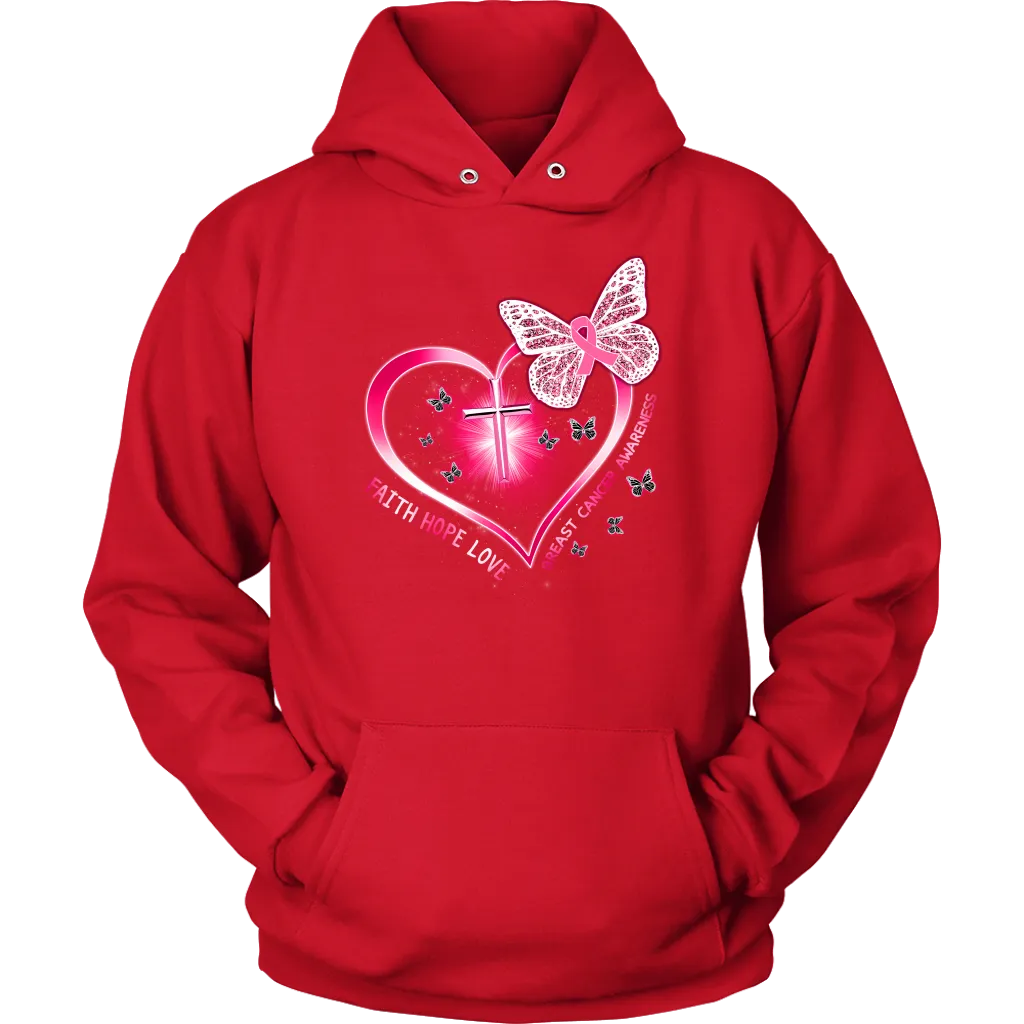 Faith Love Hope | Breast Cancer Survivor | Hooded Sweatshirt | October | Breast Cancer Month | Cancer Awareness