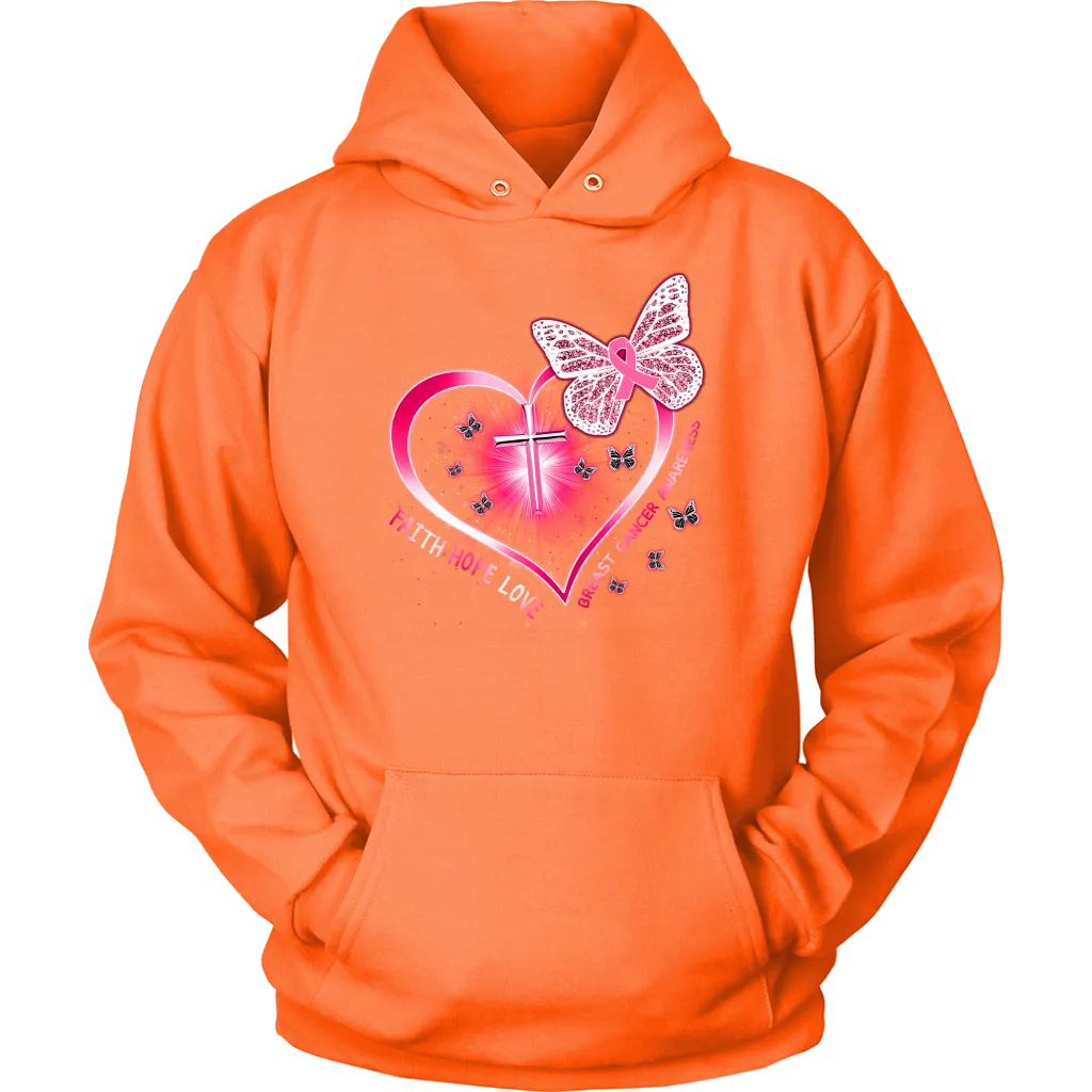Faith Love Hope | Breast Cancer Survivor | Hooded Sweatshirt | October | Breast Cancer Month | Cancer Awareness