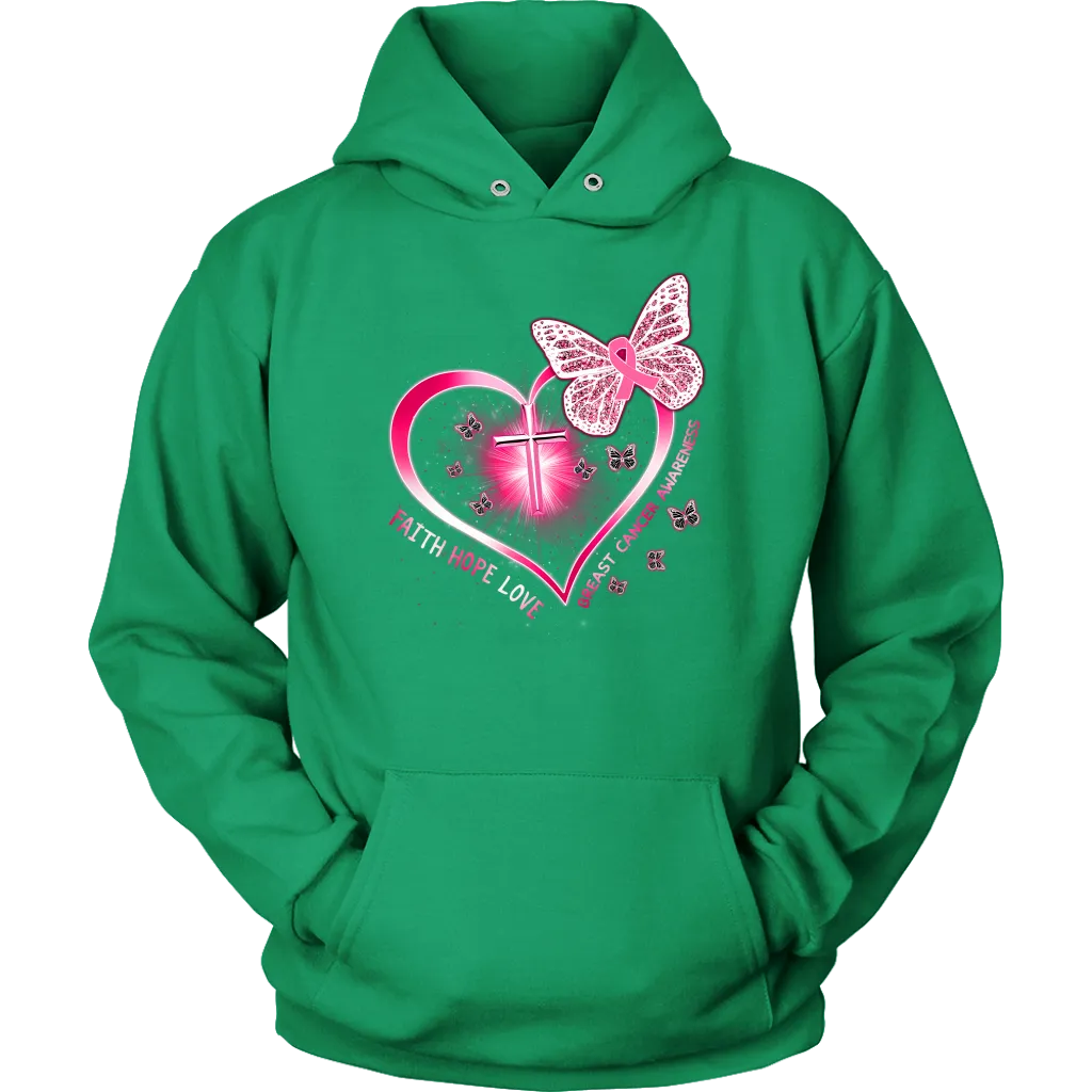 Faith Love Hope | Breast Cancer Survivor | Hooded Sweatshirt | October | Breast Cancer Month | Cancer Awareness