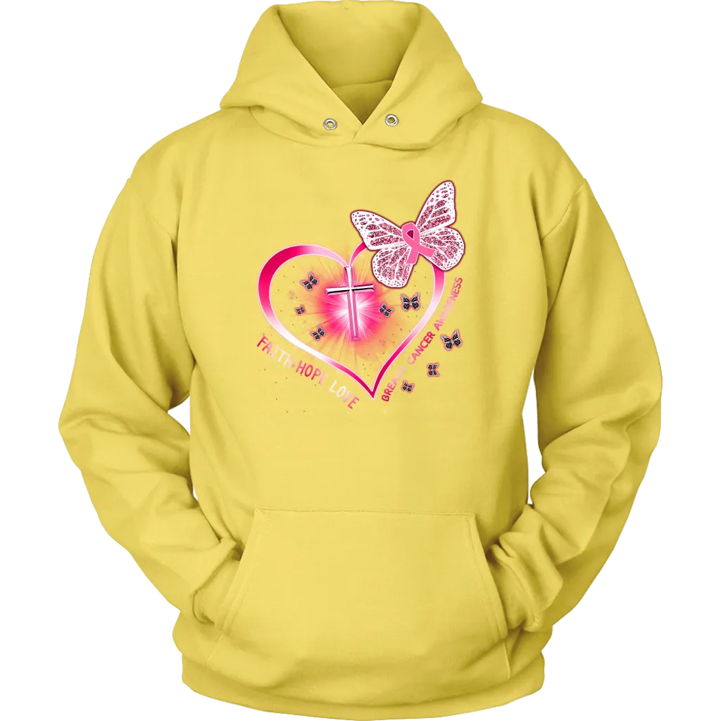Faith Love Hope | Breast Cancer Survivor | Hooded Sweatshirt | October | Breast Cancer Month | Cancer Awareness
