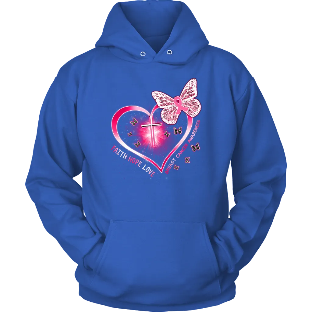 Faith Love Hope | Breast Cancer Survivor | Hooded Sweatshirt | October | Breast Cancer Month | Cancer Awareness