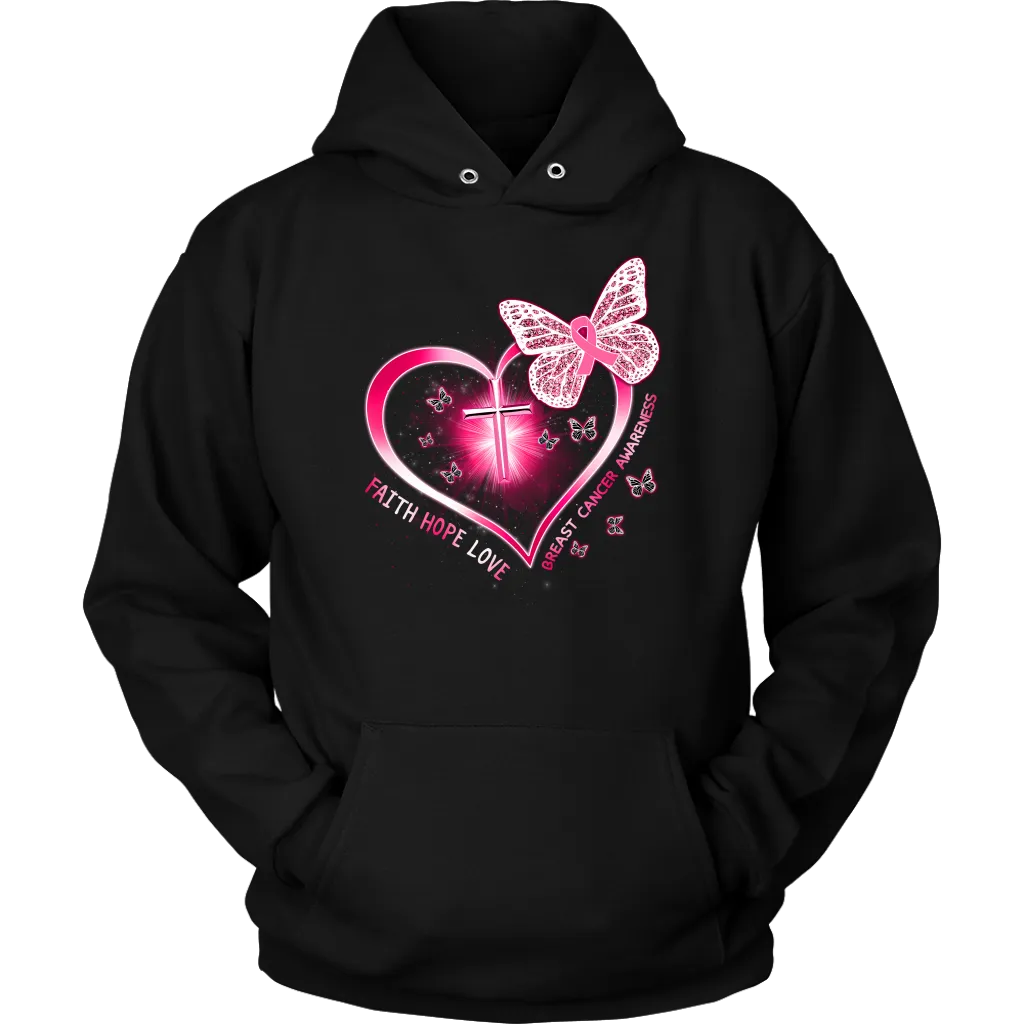 Faith Love Hope | Breast Cancer Survivor | Hooded Sweatshirt | October | Breast Cancer Month | Cancer Awareness
