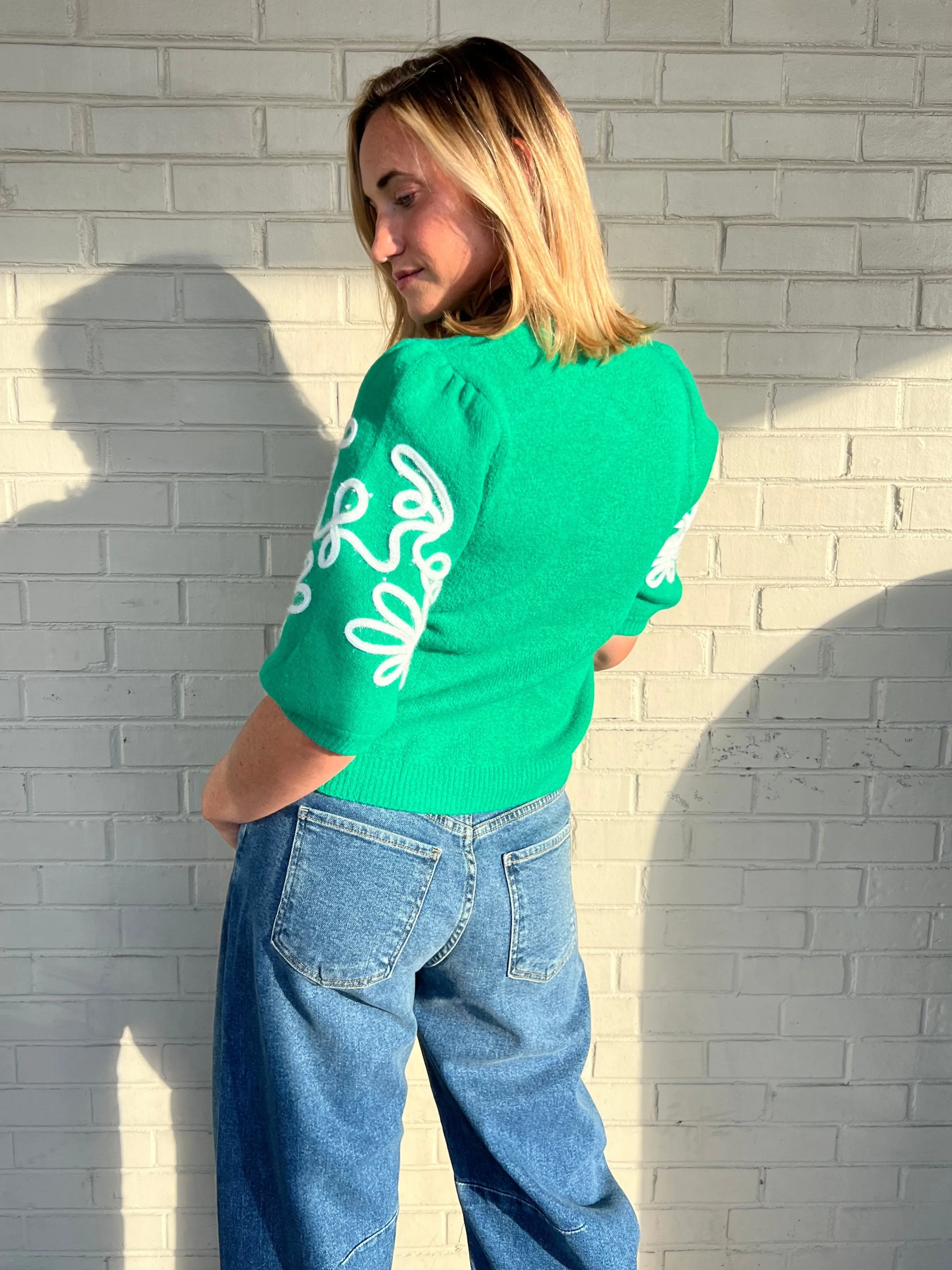 Feeling Festive Embroidered Knit Top