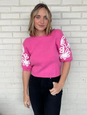 Feeling Festive Embroidered Knit Top