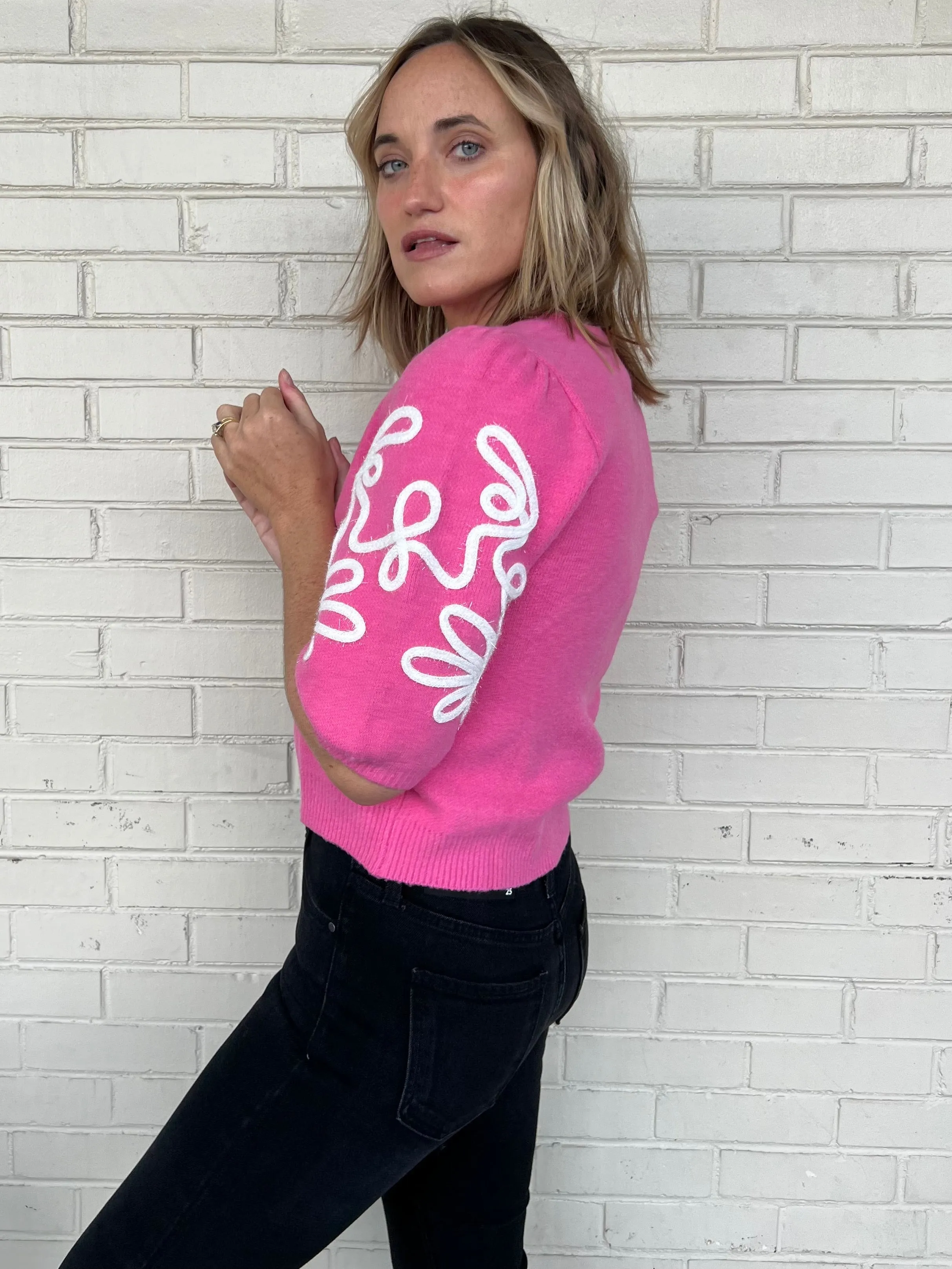Feeling Festive Embroidered Knit Top