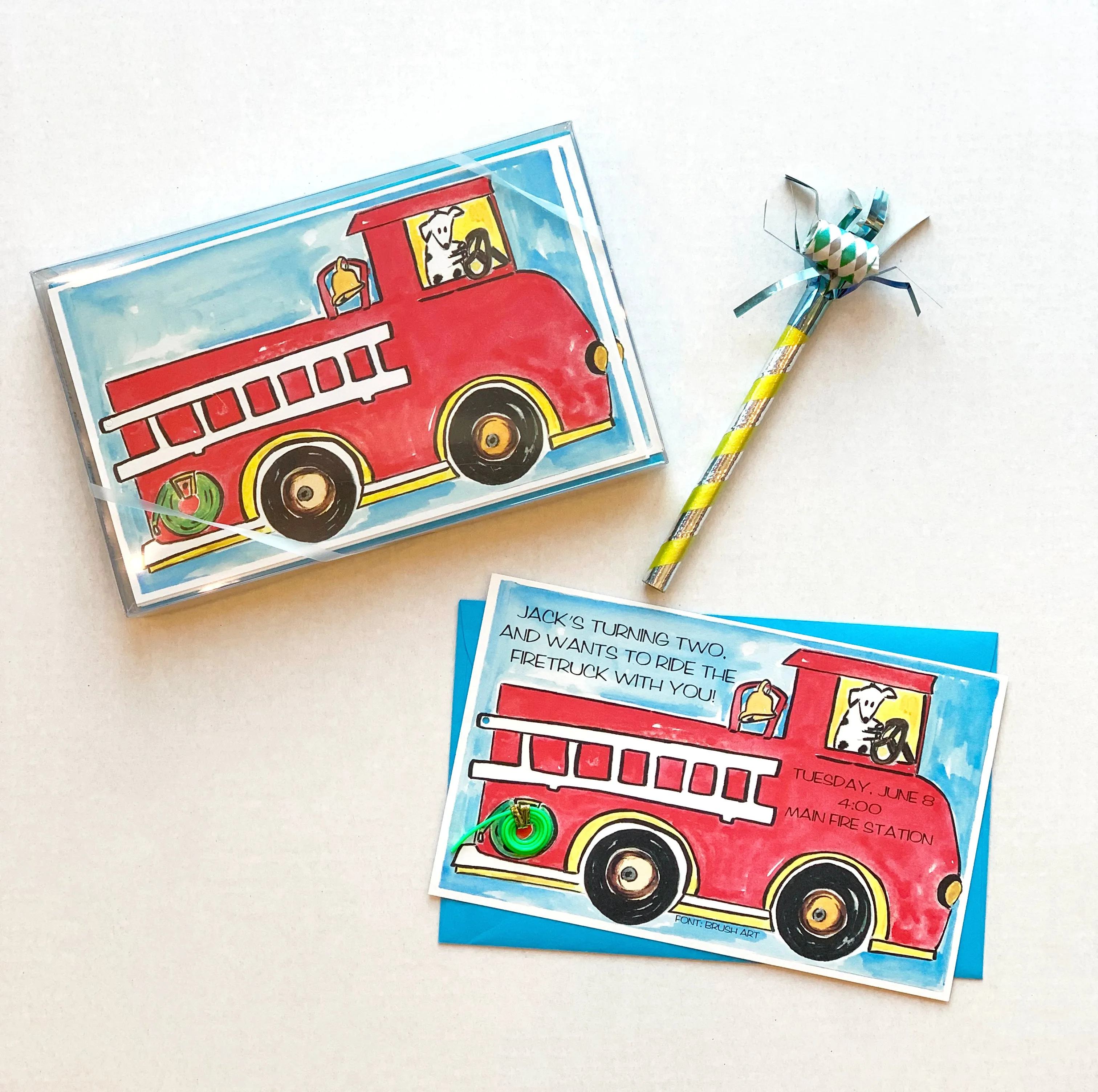 Fire Engine Fire Truck Invitations