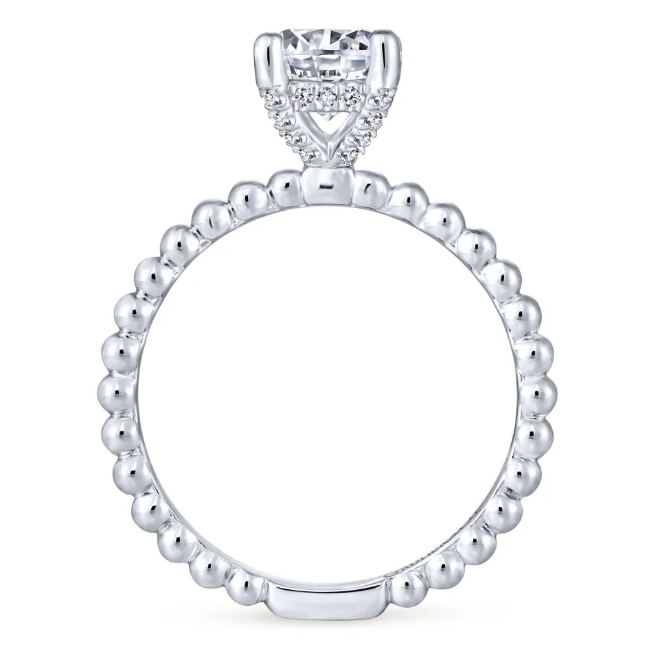 Gabriel & Co Athena 14K White Gold Hidden Halo Round Diamond Semi Mount Engagement Ring
