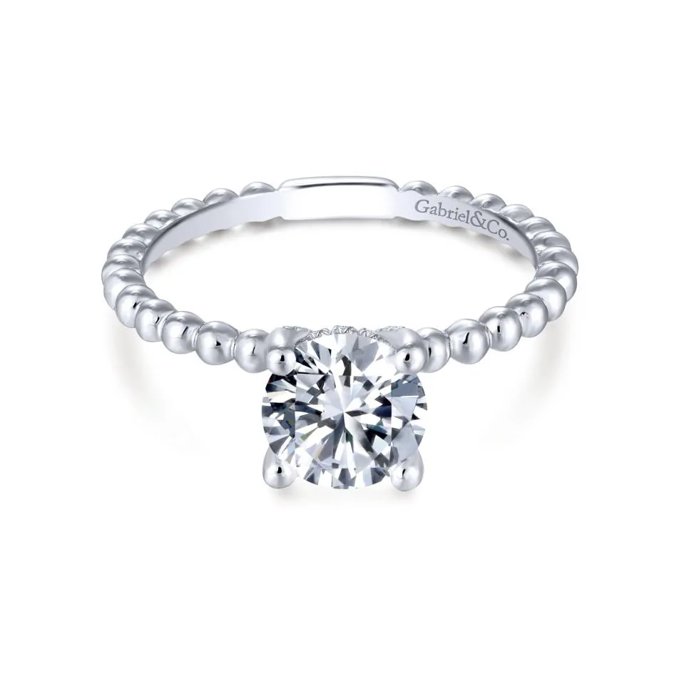 Gabriel & Co Athena 14K White Gold Hidden Halo Round Diamond Semi Mount Engagement Ring