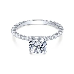Gabriel & Co Athena 14K White Gold Hidden Halo Round Diamond Semi Mount Engagement Ring