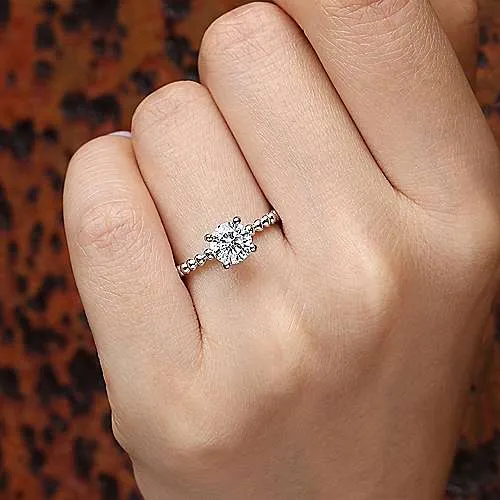 Gabriel & Co Athena 14K White Gold Hidden Halo Round Diamond Semi Mount Engagement Ring
