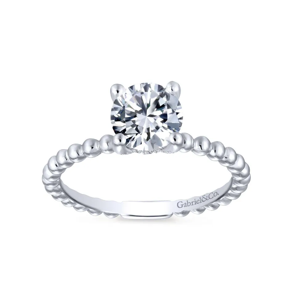 Gabriel & Co Athena 14K White Gold Hidden Halo Round Diamond Semi Mount Engagement Ring