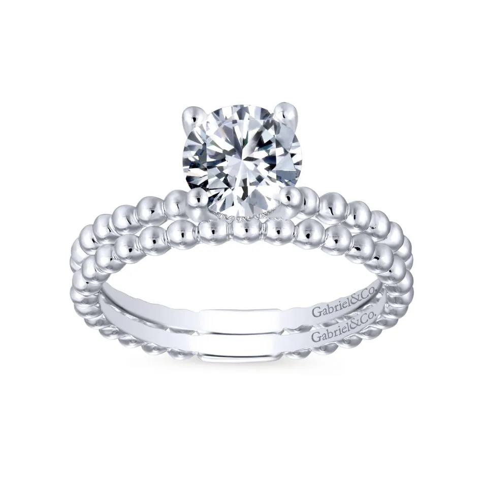 Gabriel & Co Athena 14K White Gold Hidden Halo Round Diamond Semi Mount Engagement Ring