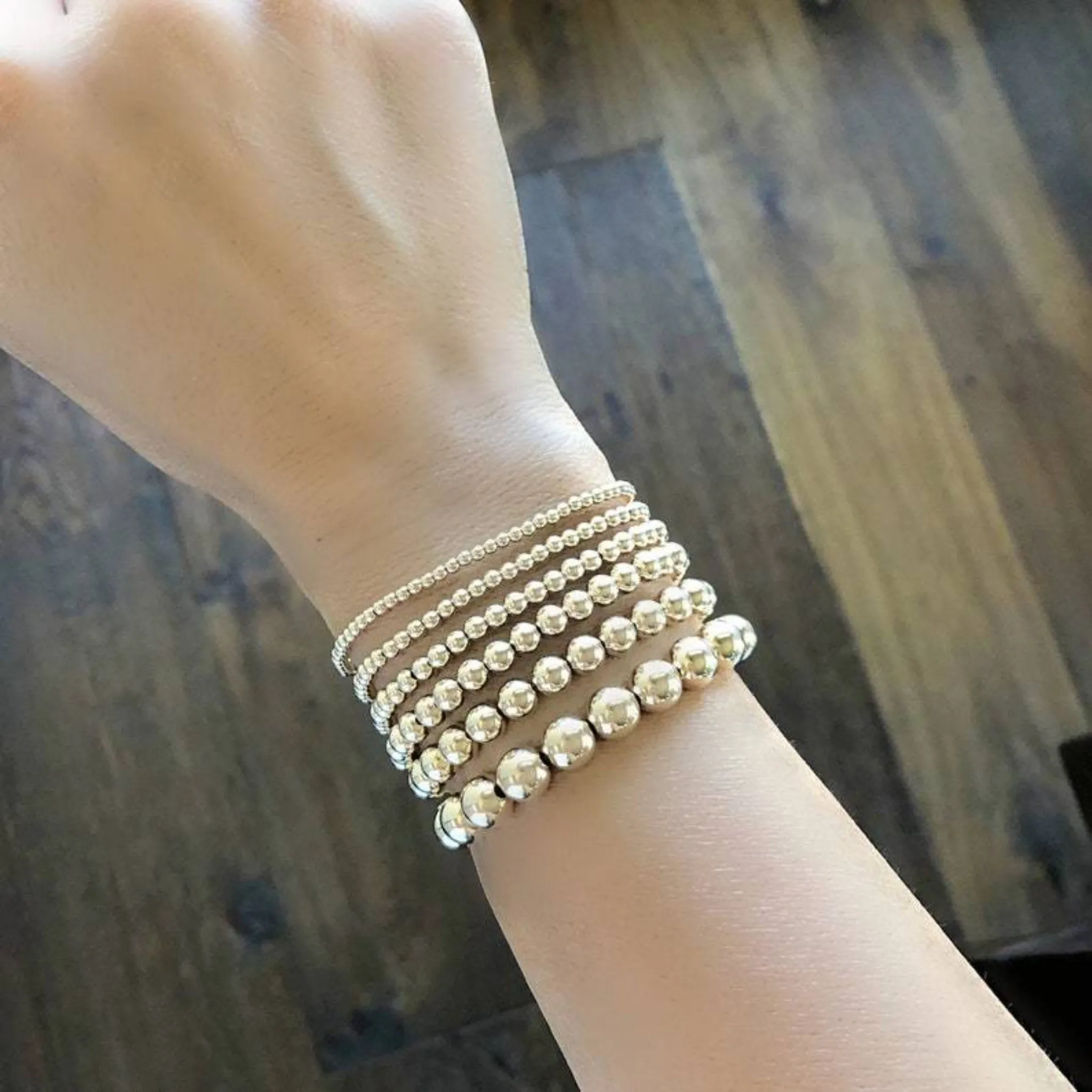 Gold Beaded Layering Bracelet - 3mm, 4mm, 5mm, 6mm