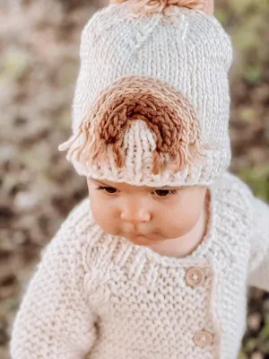 Gold Rainbow Knit Beanie Hat
