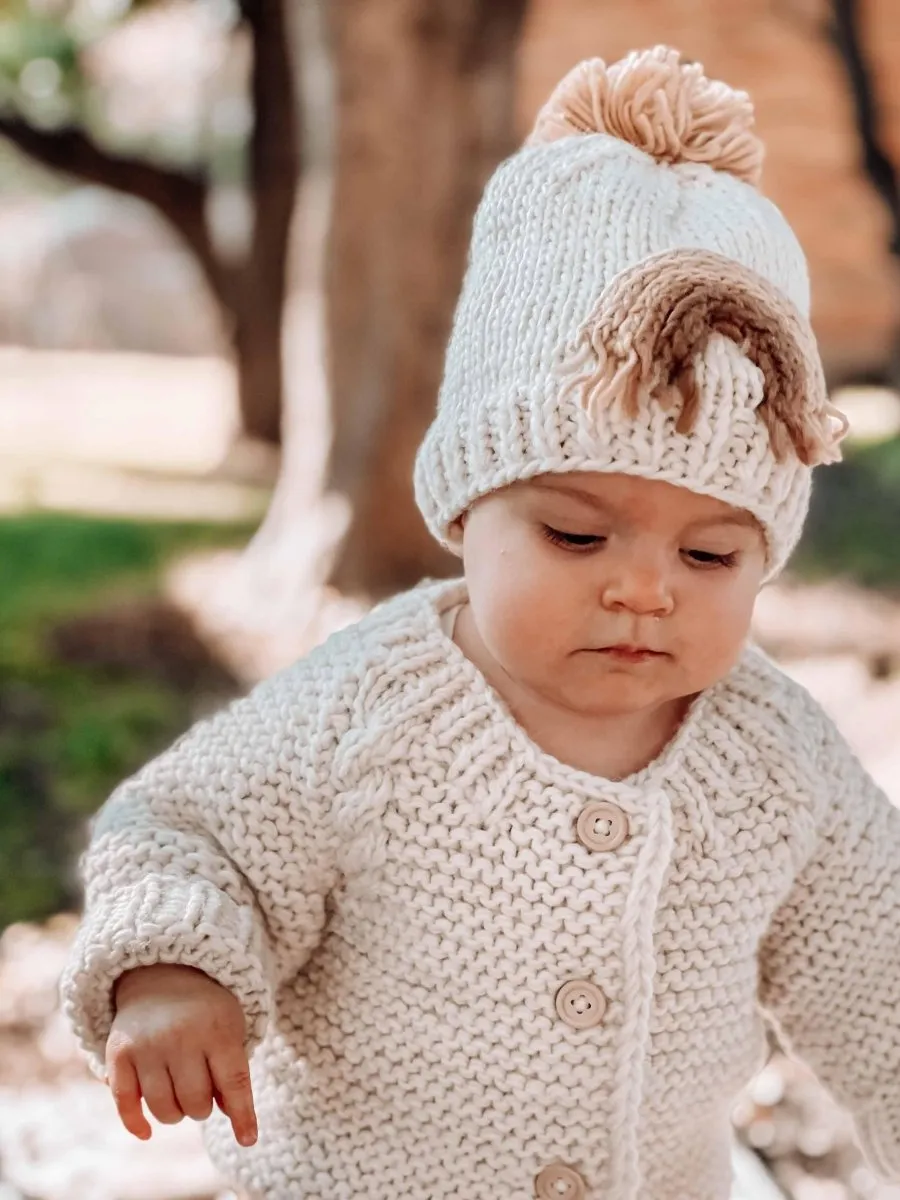 Gold Rainbow Knit Beanie Hat