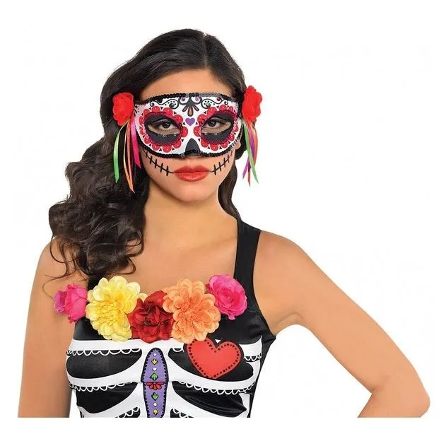 Half Day Of The Dead Multicoloured Mask
