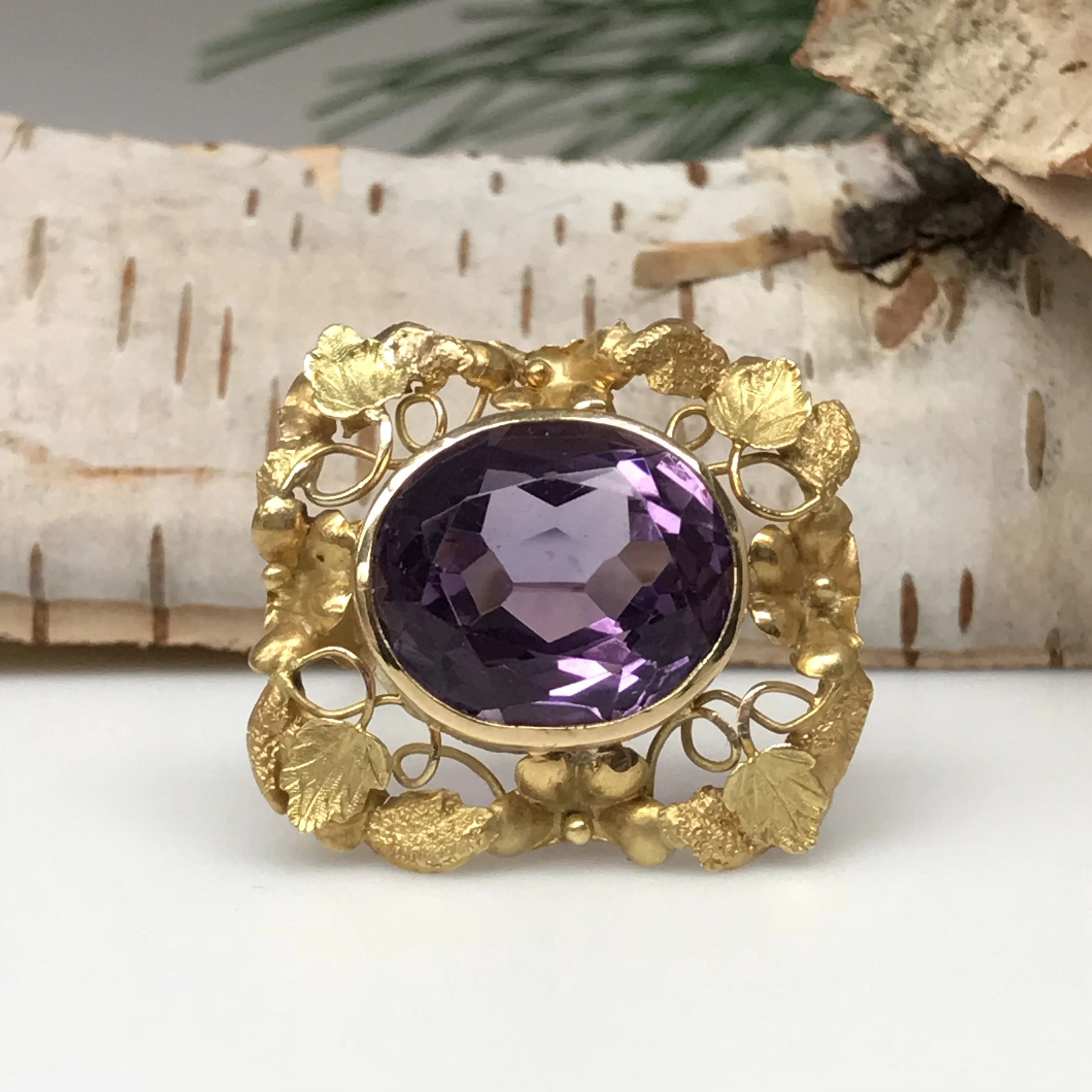 Handmade Amethyst Pin