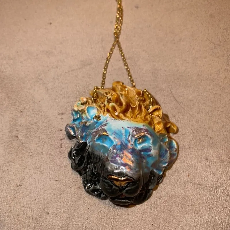 Handmade Ceramic Small Lion Pendant