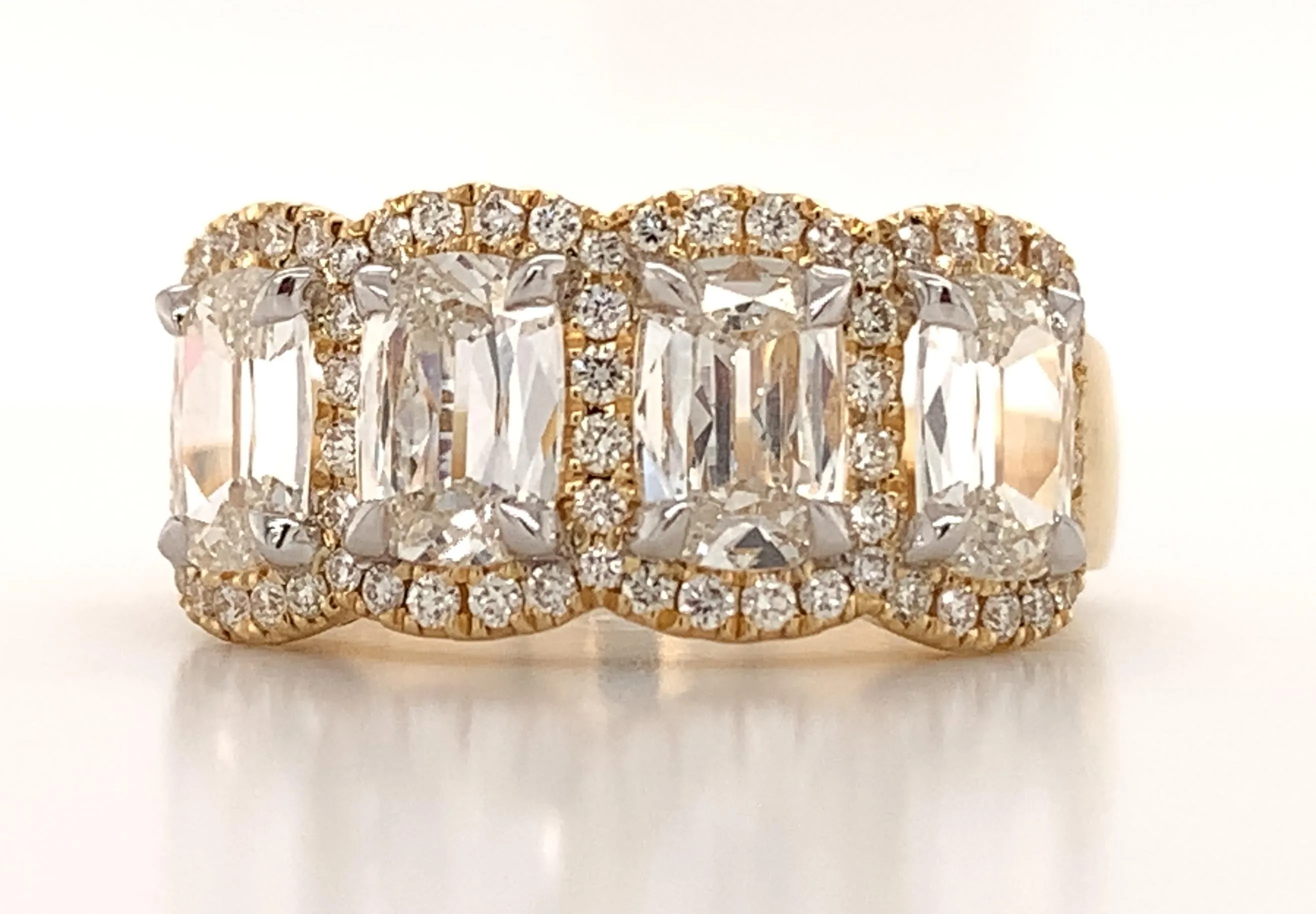Henri Daussi 2.56ct tw Cushion Matching Four Stone Band Anniversary Ring