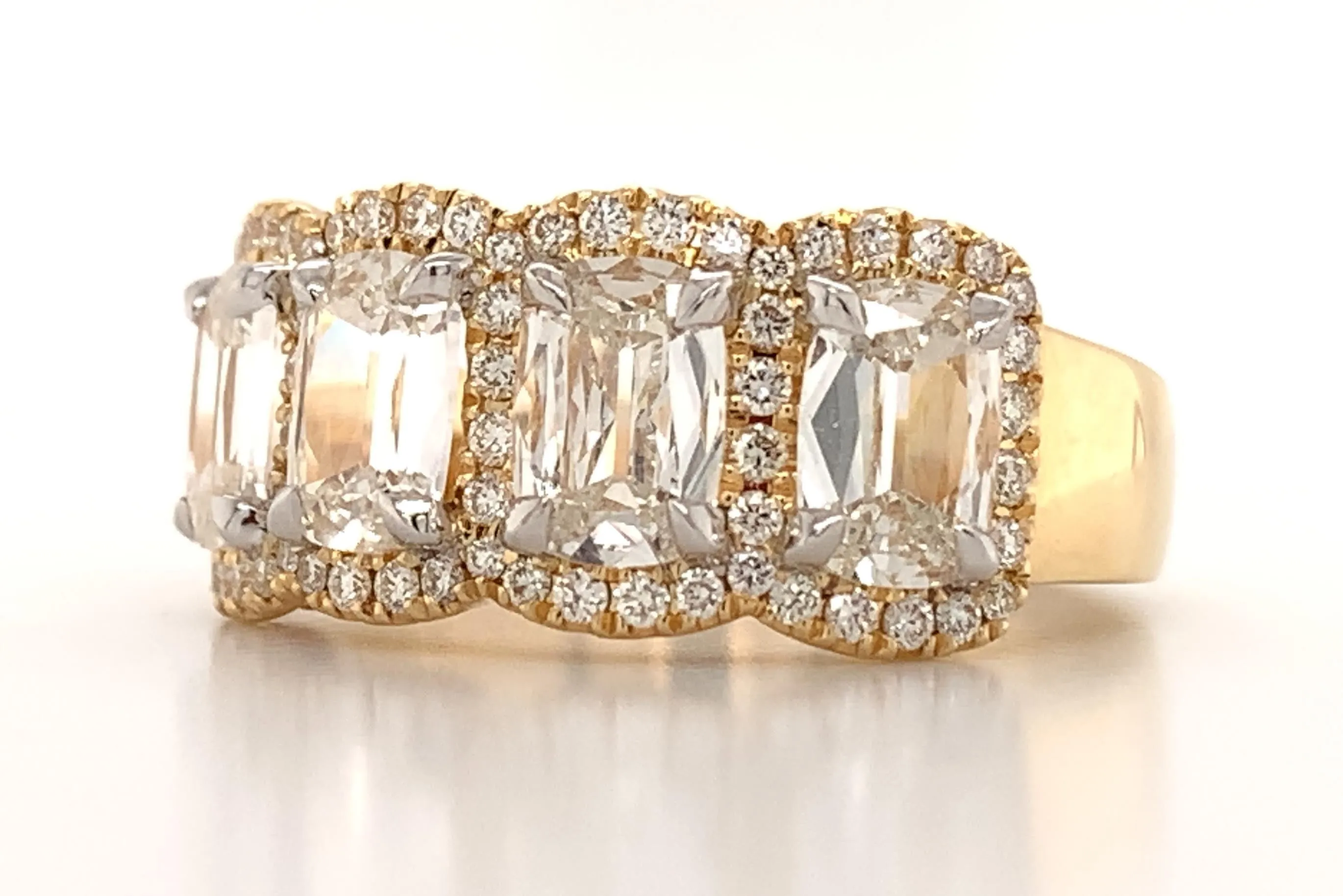 Henri Daussi 2.56ct tw Cushion Matching Four Stone Band Anniversary Ring