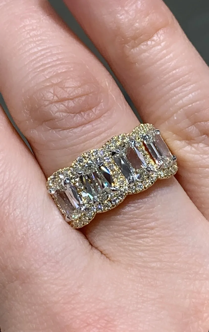 Henri Daussi 2.56ct tw Cushion Matching Four Stone Band Anniversary Ring