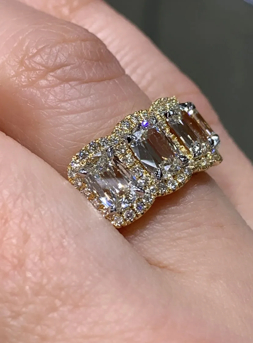 Henri Daussi 2.56ct tw Cushion Matching Four Stone Band Anniversary Ring