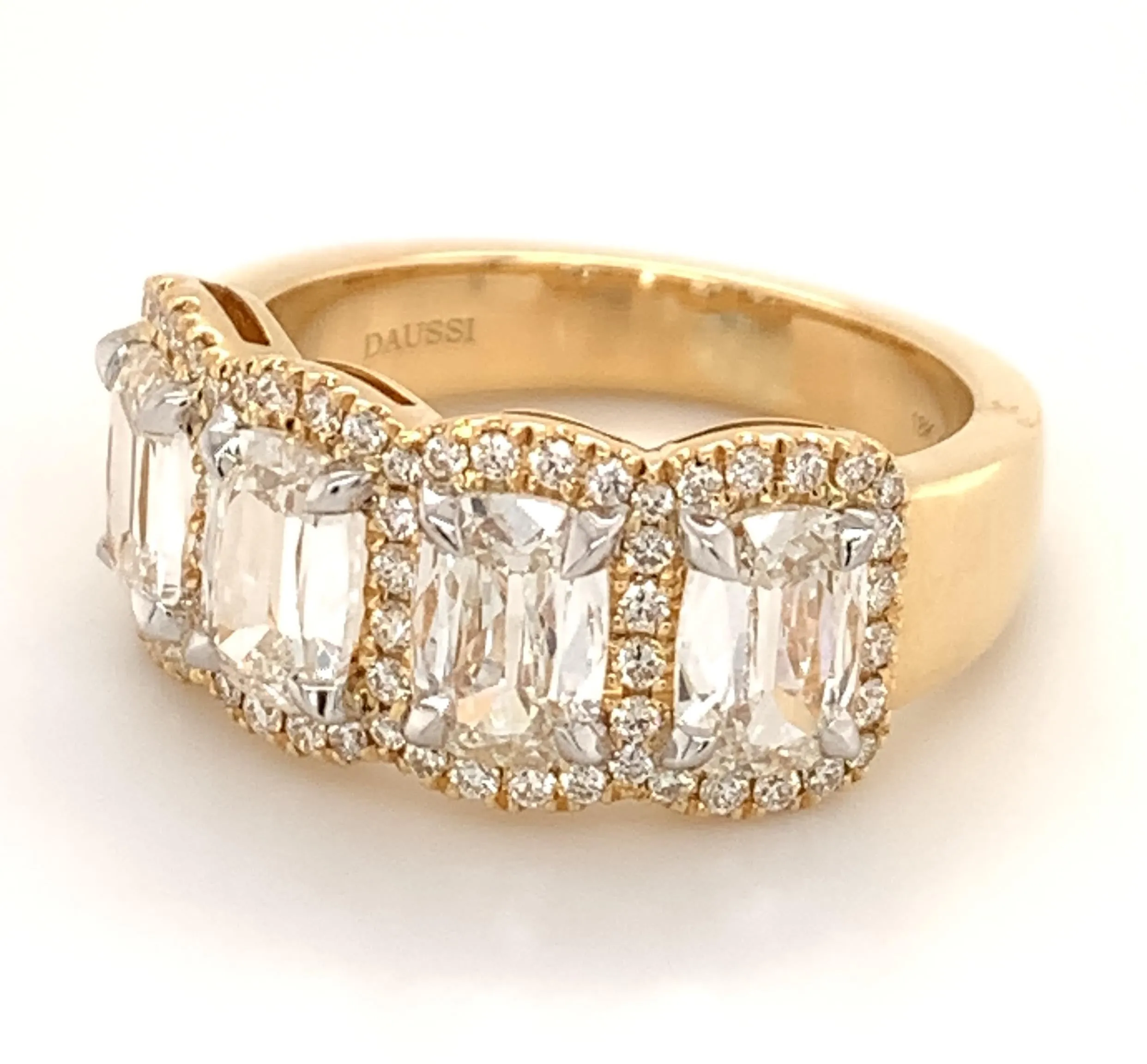 Henri Daussi 2.56ct tw Cushion Matching Four Stone Band Anniversary Ring