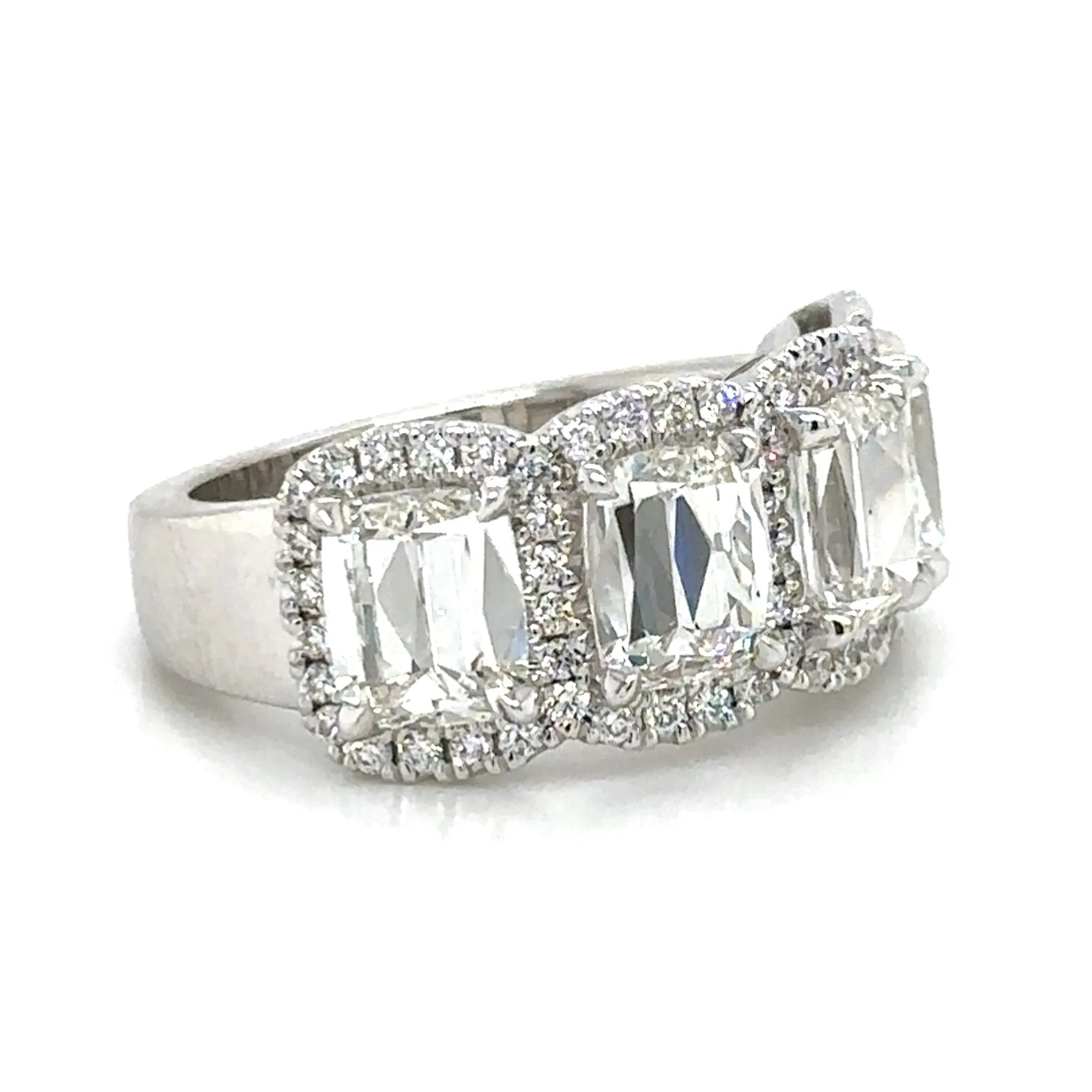 Henri Daussi 4.43ct tw Cushion Cut GIA Certified Matching Four Stone Band Anniversary Ring